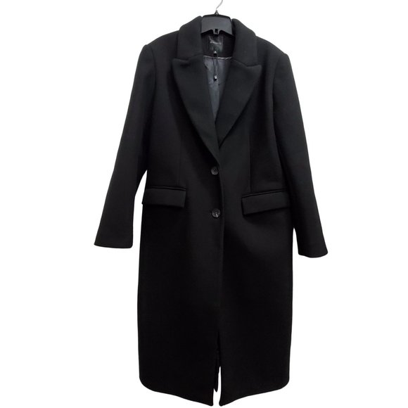 Dynamite Kensington Single-Breasted Black Polyester Melton Coat - Picture 1 of 7